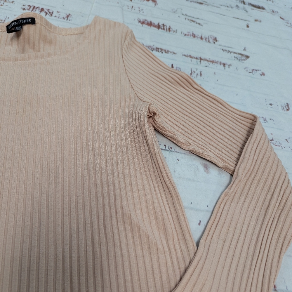 Eileen Fisher Long Sleeve Ribbed Basic Top - Picture 3 of 4